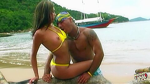 Brunette Give People On A Boat A Striptease Show And Her Tight Ass Fucked Hard