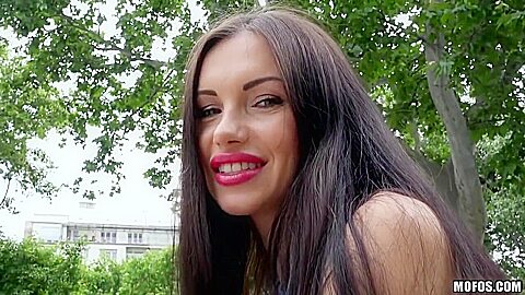 Russian Brunette Fucks Outdoors – Sasha Rose