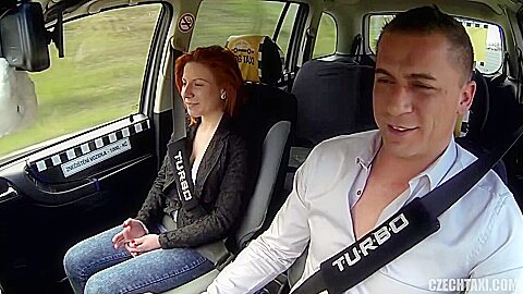 Sex In The Taxi With Red Head Babe