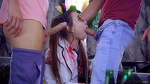 Zombie teen Halloween Double Team (18+)