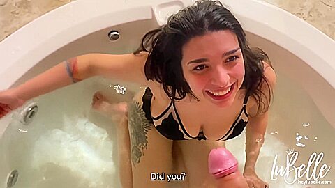 Hot Brunette Gets Fucked And Sucks Dick With Facial In Steamy Bathtub